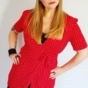 🦋 Butterfly Polkadot Wrap Dress (S/M)